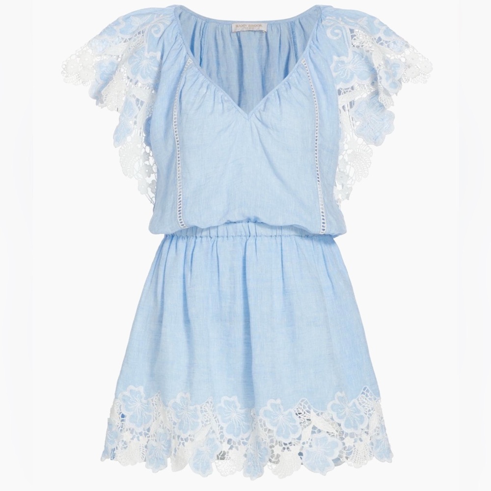 Ramy Brook Rya Linen Lace-Trimmed Minidress